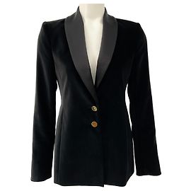 Autre Marque Alice + Olivia Samt-Tuxedo-Jacke in Schwarz