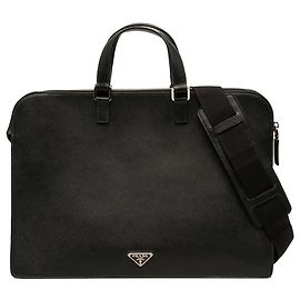 Black Prada Saffiano Portfolio Travel Briefcase Business Bag
