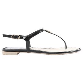 Chanel Coco Mark 14P Strand-Sandalen aus Wildleder x Lackleder, Schwarz G28941, Größe EU 38