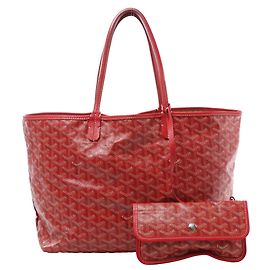 Borsa a spalla Goyard Saint Louis PM in PVC e pelle rossa