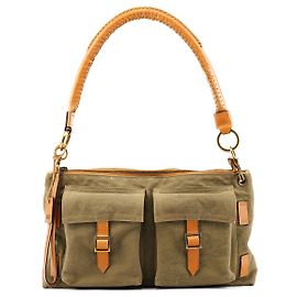 Gucci Borsa a tracolla in tela kaki con tasche cargo Autunno 2002