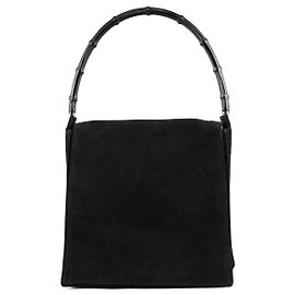 Gucci 001 3243 Borsa a tracolla in camoscio nero Bamboo