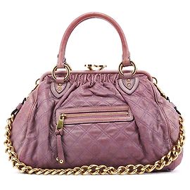 Marc Jacobs Bolsa de Ombro Stam em Couro Matelassé Pale Purple
