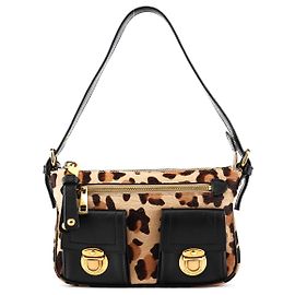 Marc Jacobs Borsa a tracolla con tasca in pelo di vitello stampa leopardata