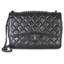 Borsa Chanel Large Citizen Zip Flap in pelle di agnello matelassé nera