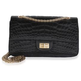 Borsa Chanel Medium Reissue 225 in raso croc nero