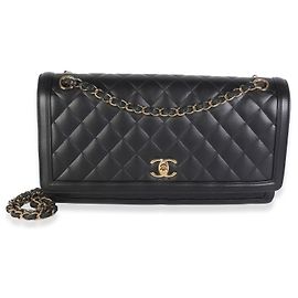 Sac Chanel Jumbo Flap à 3 compartiments en agneau matelassé noir