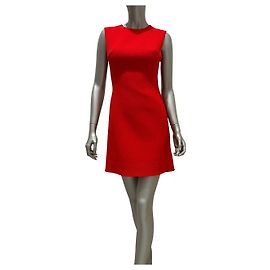 Mini abito a trapezio in lana rosso Christian Dior Sz.38 usato