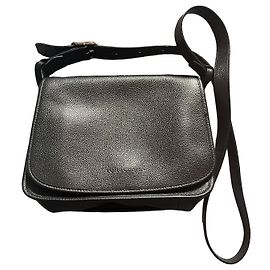 Longchamp Le Foulonné Schwarze Leder-Schultertasche aus genärbtem Leder