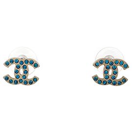 Chanel Ohrringe in Blau und Silber mit Strass
