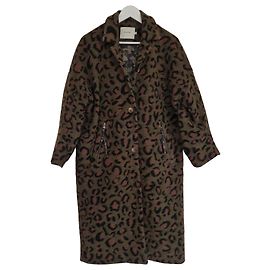 Munthe Plus Simonsen Munthe Wollmischung Mantel mit Leopardenprint