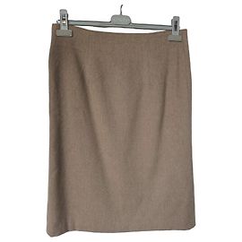 Agnona Falda Recta de Cachemira Beige