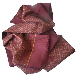 Hermès Monogramm Schal aus Seide und Wolle - Burgunderrot