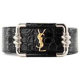 Autre Marque SAINT LAURENT - Ceinture Saint Laurent en cuir embossé crocodile noir (T70)