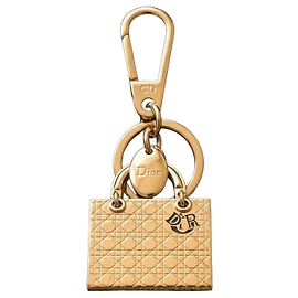 Dior Lady Dior Mini-Tasche Schlüsselanhänger Goldfarben
