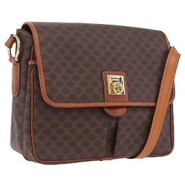 Céline CELINE Macadam Canvas Shoulder Bag PVC Leather Brown Gold