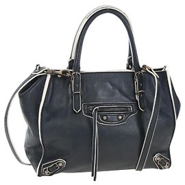 Balenciaga Paper Mini Hand Bag Leather 2way Black Gold 305582