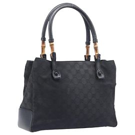 GUCCI GG Canvas Bamboo Handtasche Schwarz 112526