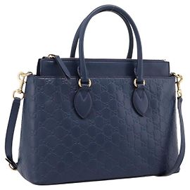 GUCCI GuccissimaGG Hand Bag Leather 2way Navy Gold Tone 409534