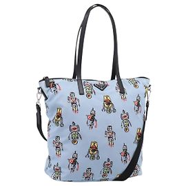 PRADA Bolso Tote Nylon 2way Azul Claro Plata