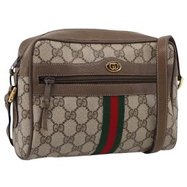 GUCCI GG Supreme Web Sherry Line Shoulder Bag PVC Beige 98 02 004