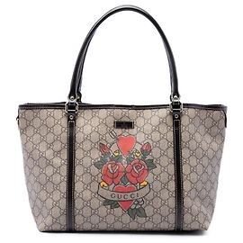 Tote Gucci Beige Medium GG Supreme Tattoo Heart Joy
