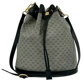 Borsa a secchiello con coulisse Gucci Gray Micro GG Supreme