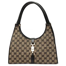 Borsa a tracolla Gucci Jackie Bardot in tela GG beige