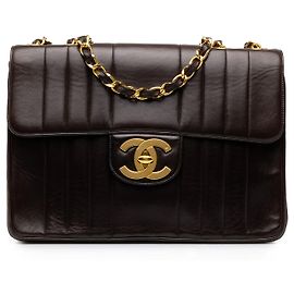 Chanel Brown Jumbo XL Vertical Quilt Lambskin Single Flap