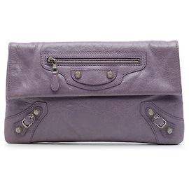 Pochette Balenciaga Purple Lambskin Motocross Giant 12 Envelope Clutch