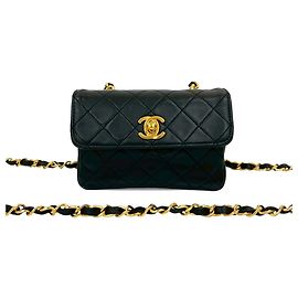 Chanel Black Micro CC Quilted Lambskin Turn Lock Flap