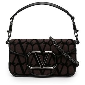 Valentino Bolsa Satchel Small Toile Iconographe VLogo Loco Castanha
