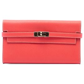Cartera Hermès Kelly Longue Verso en cuero Epsom Rosa