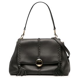 Bolsa Penelope Chloé em couro de bezerro granulado preto, tamanho Medium