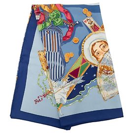 Pañuelo de seda Hermès Blue Au Clair De La Lune 90