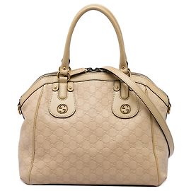 Borsa Satchel Gucci Beige Medium Guccissima Scarlett