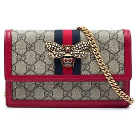 Gucci Portafoglio con catena Queen Margaret Beige GG Supreme