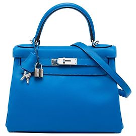 Hermès Blue Evercolor Kelly II Retourne 28