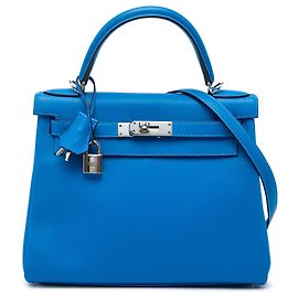 Hermès Blue Evercolor Kelly II Retourne 28