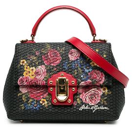 Borsa Lucia Dolce & Gabbana in vitello nero con stampa rose