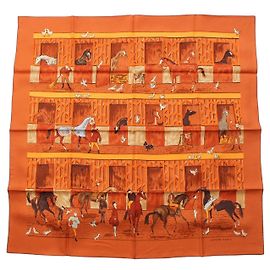 Foulard di seta Hermès Orange Les Boxes 90