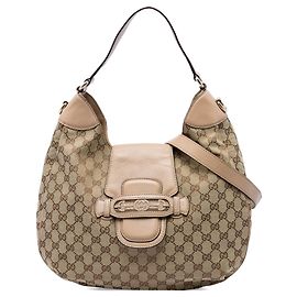 Borsa Hobo Gucci Beige GG Canvas Dressage