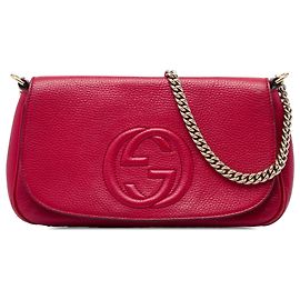 Gucci Soho Chain Flap Crossbody aus rotem Kalbsleder Medium
