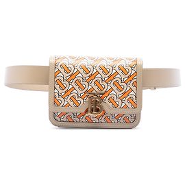 Burberry Beige TB Monogram Printed Leather Belt Bag