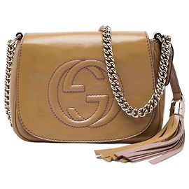 Gucci Brown Small Patent Soho Chain Flap Crossbody