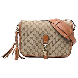 Borsa a tracolla Gucci Marrakech in tela GG beige