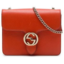 Gucci Orange Small Dollar Calfskin Interlocking G Crossbody
