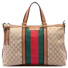 Borsa a mano Gucci Rania Medium GG Canvas Web Beige con manico superiore