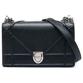 Dior Black Small Grained Calfskin Diorama Flap