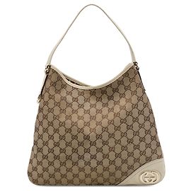 Gucci New Britt Hobo in canvas GG beige